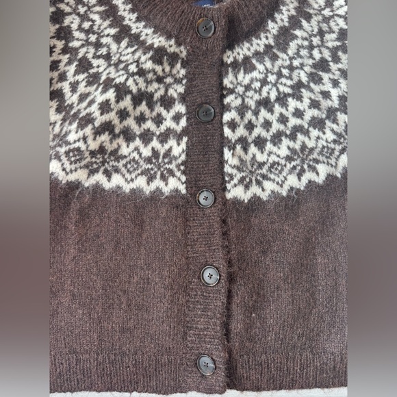 NWT Fuzzy Fair Isle Cardigan Sweater in Brown - Picture 6 of 15